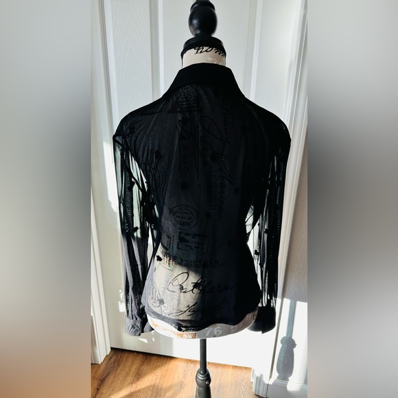Topshop Women’s Black Sheer Blouse - Picture 9 of 11